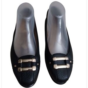 Aerosoles Womens Sherbet Black Faux Leather Flats Size 8